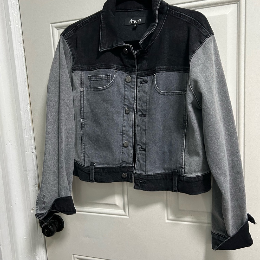 Etica Two-Tone Black and Gray Jean Jacket